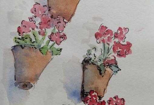 Macetas de gitanillas en el patio de Duque de la Victoria, 3