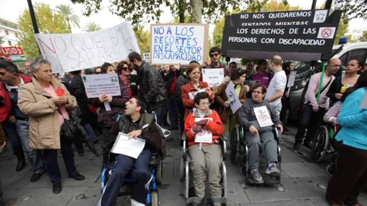 Una de las últimas protestas de trabajadores y usuarios de la Ley de Dependencia