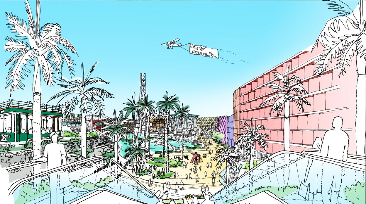Boceto del centro comercial que quiere construir Intu en Torremolinos