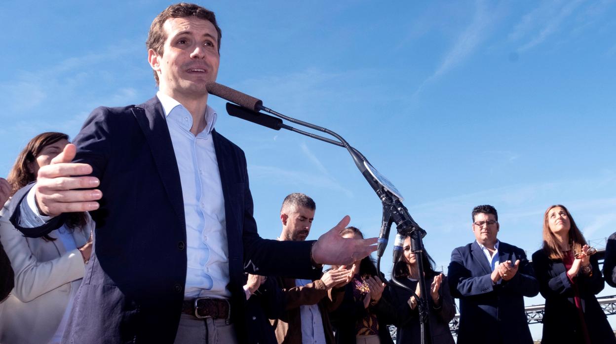 Pablo Casado, durante su intervención en Huelva
