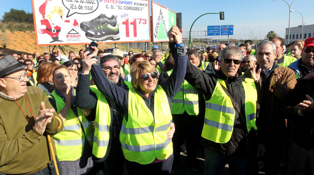 Aurora Rubio encabezó en 2013 como alcaldesa una marcha para reivindicar la deuda del Miner con Belmez