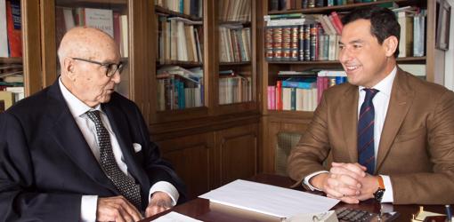 Manuel Clavero y Juanma Moreno, esta mañana en Sevilla