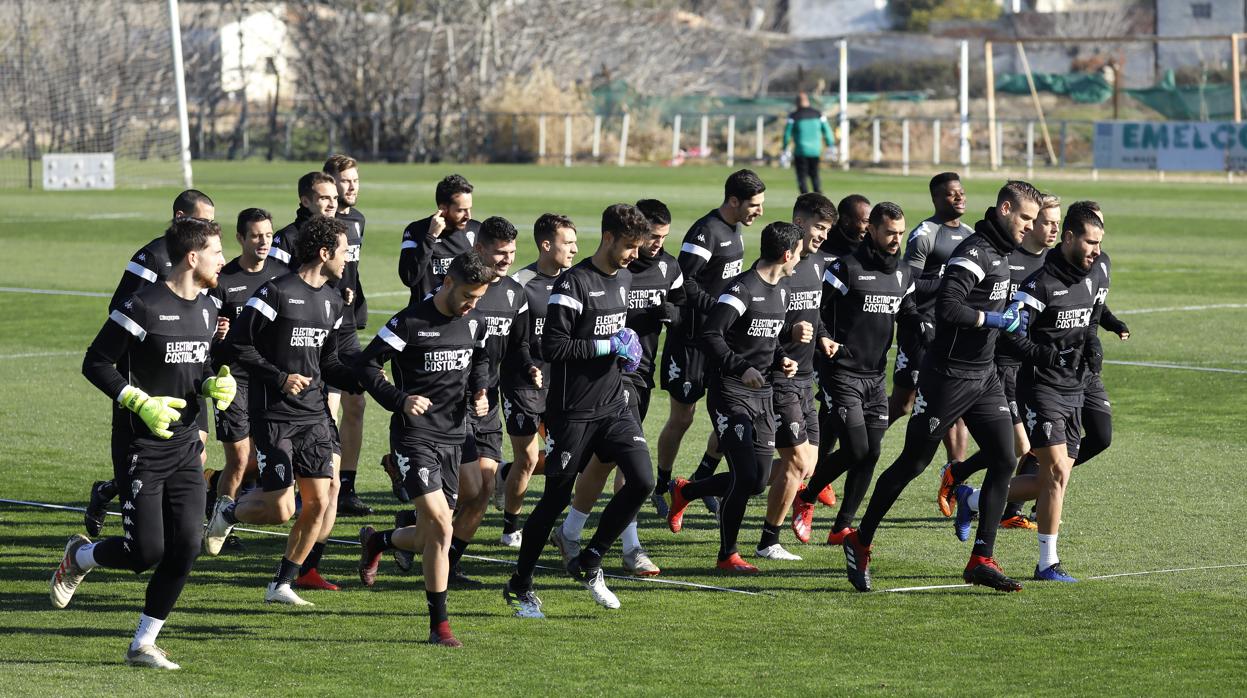 La plantilla del Córdoba CF, después de la reconstrucción de invierno, corre en la Ciudad Deportiva