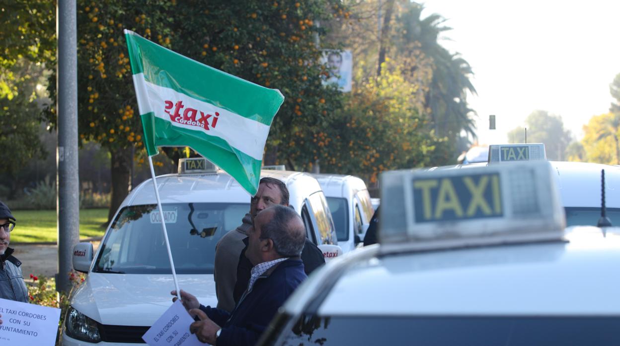 Miembros de ETaxi durante una protesta
