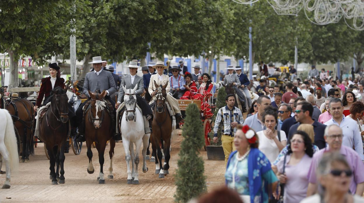 Un grupo de caballistas, en el recinto ferial en la última edición de los festejos de Nuestra Señora de la Salud