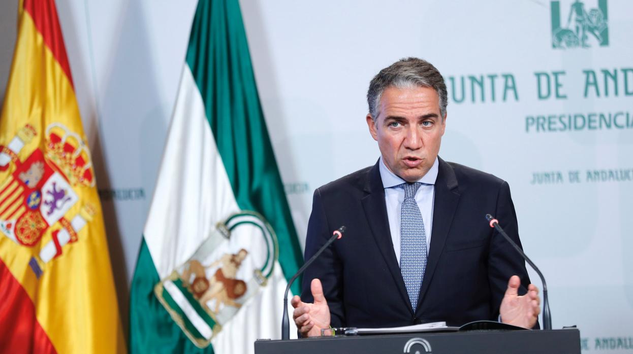 Elías Bendodo, portavoz del Gobierno andaluz este jueves