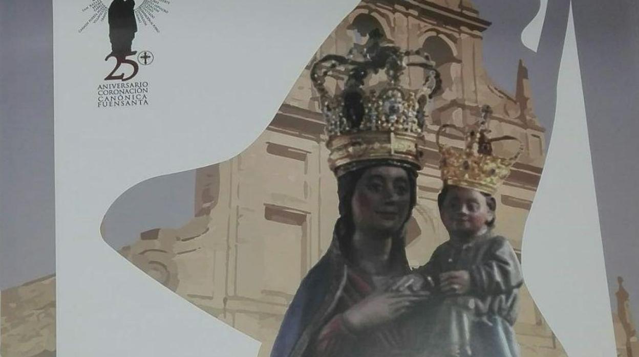 Cartel de la Velá de la Fuensanta, presidido por la imagen de la Virgen
