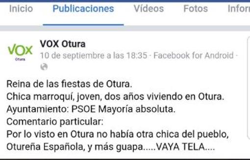 Denuncian a Vox por comentario xenófobo contra la reina de las fiestas de Otura