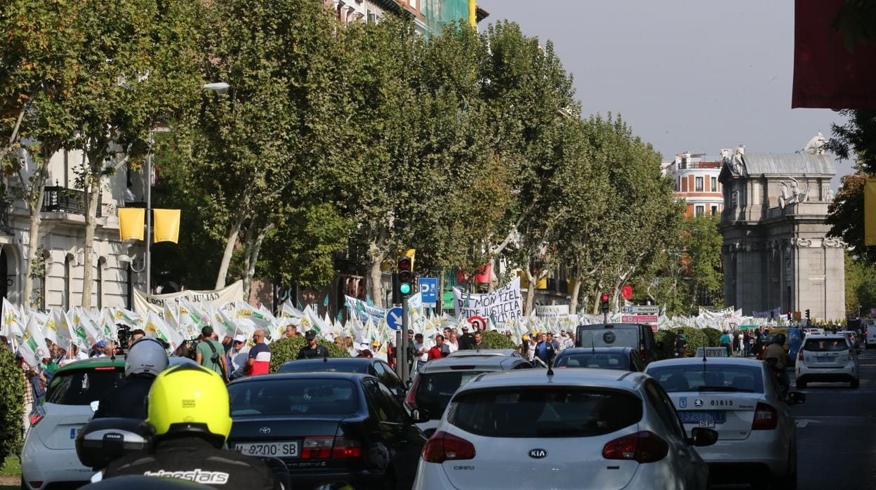 Manifestación de olivareros ayer en Madrid