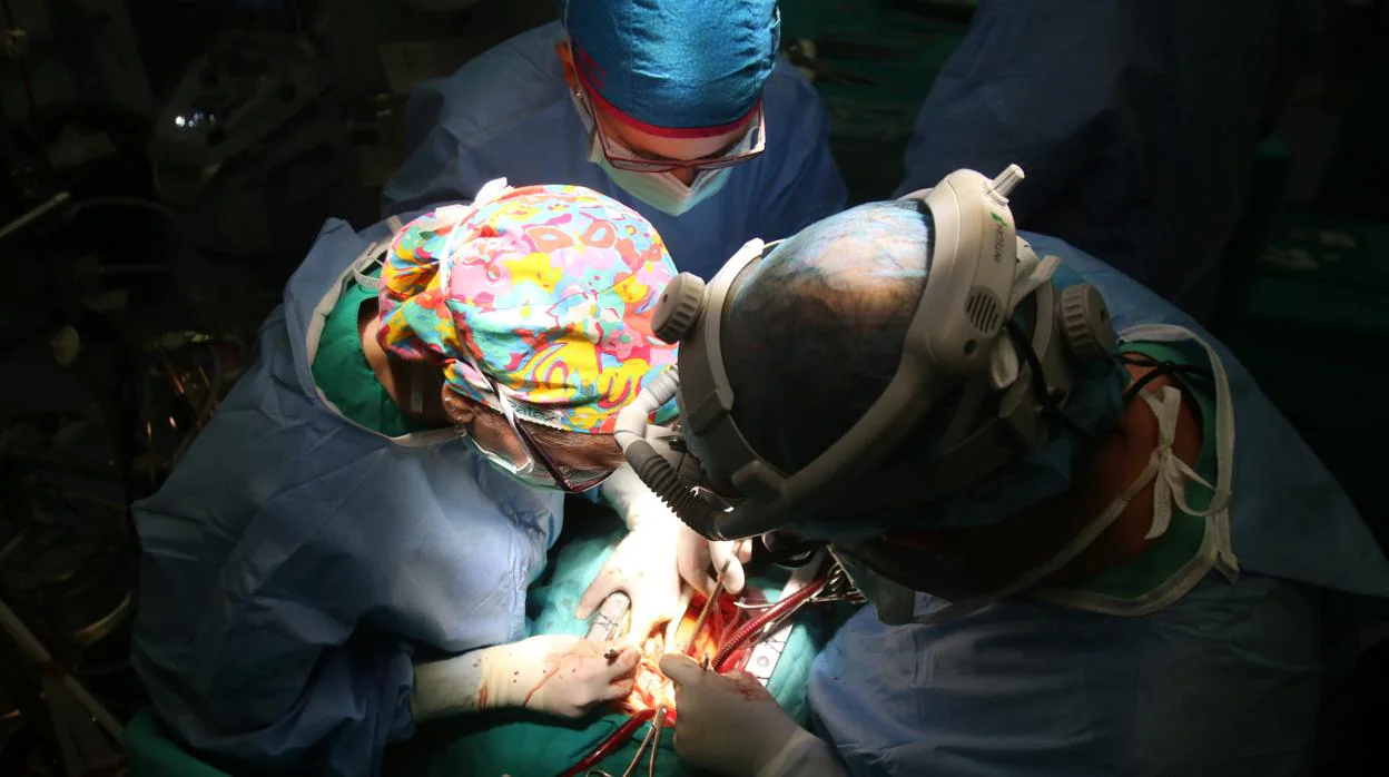 Cirujanos realizando una operación en el Hospital Reina Sofía