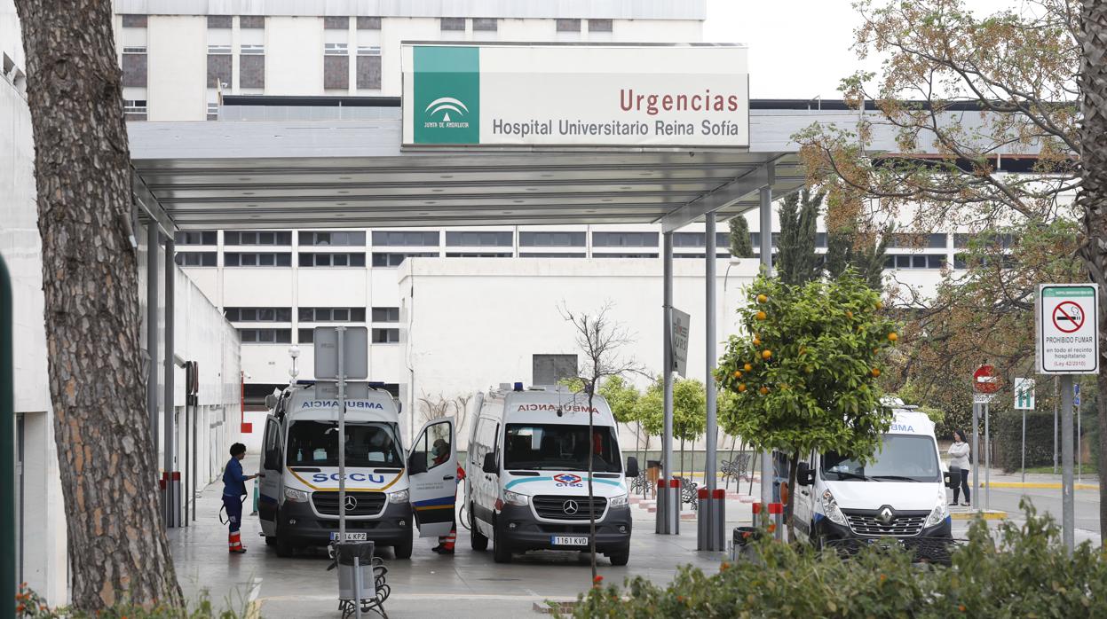 Ambulancias, en las puertas de acceso a las urgencias del hospital Reina Sofía