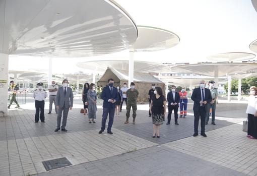 Representantes de las instalacoines, en la zona en que se ha hecho el dispositivo de detección