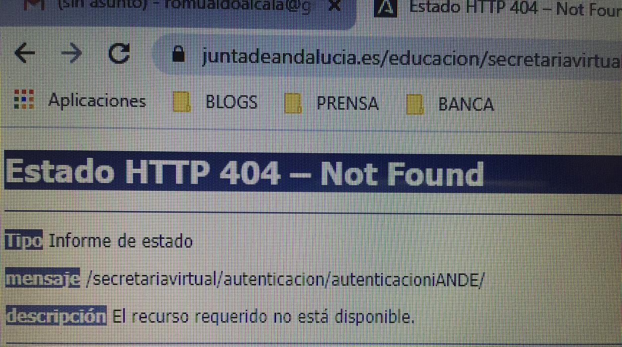 Este el error que daba cuando se buscaba la Secretaría Virtual de la Consejería de Educación