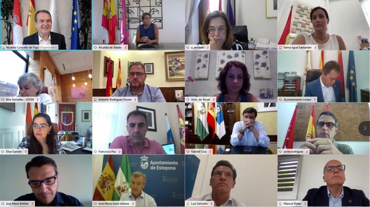 Reunión telemática hoy de la Federación Española de Municipios, en la que ha participado el alcalde de Córdoba