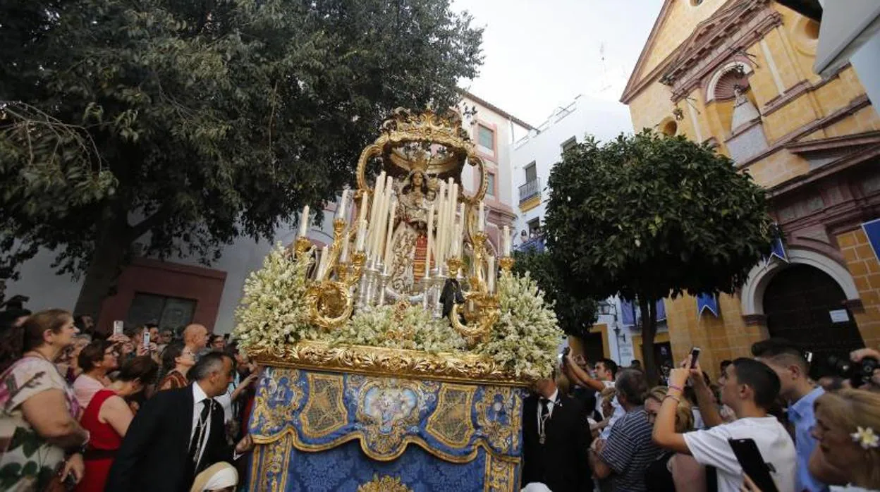La Virgen del Socorro de Córdoba, durante su procesión el año pasado