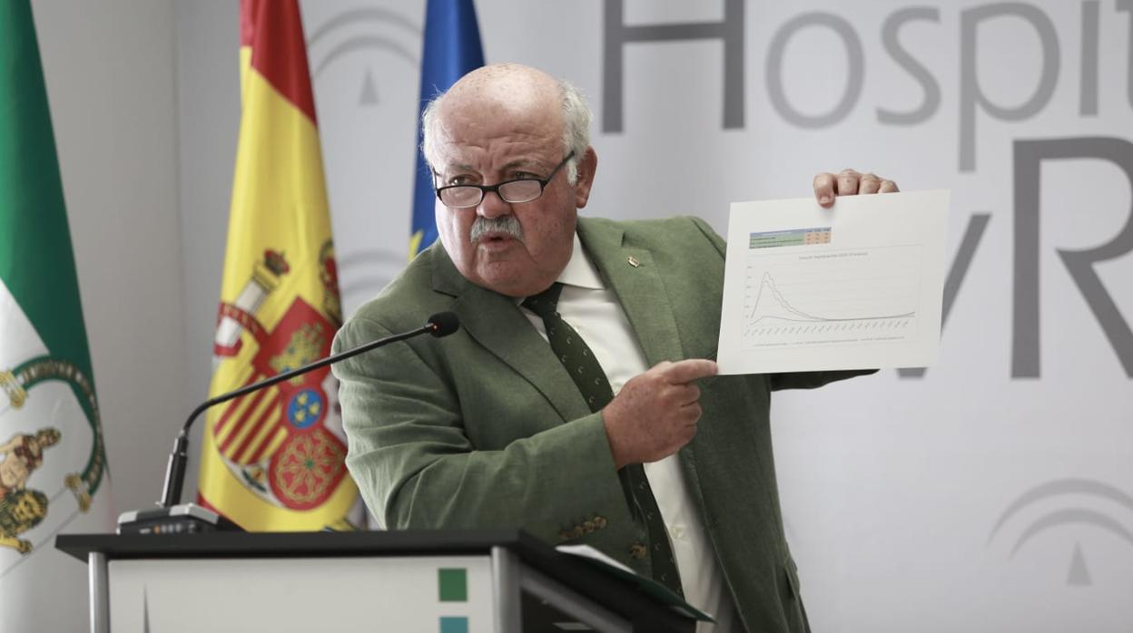 El consejero de Salud, Jesús Aguirre, este jueves en Sevilla