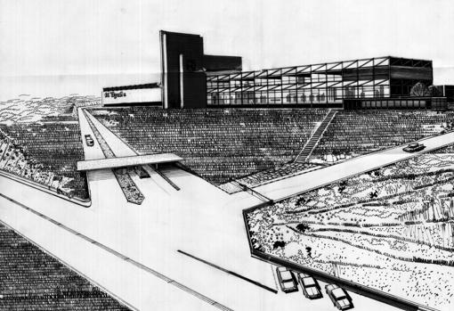 Boceto de la fábrica de cerveza El Águila, diseñada por el arquitecto cordobés