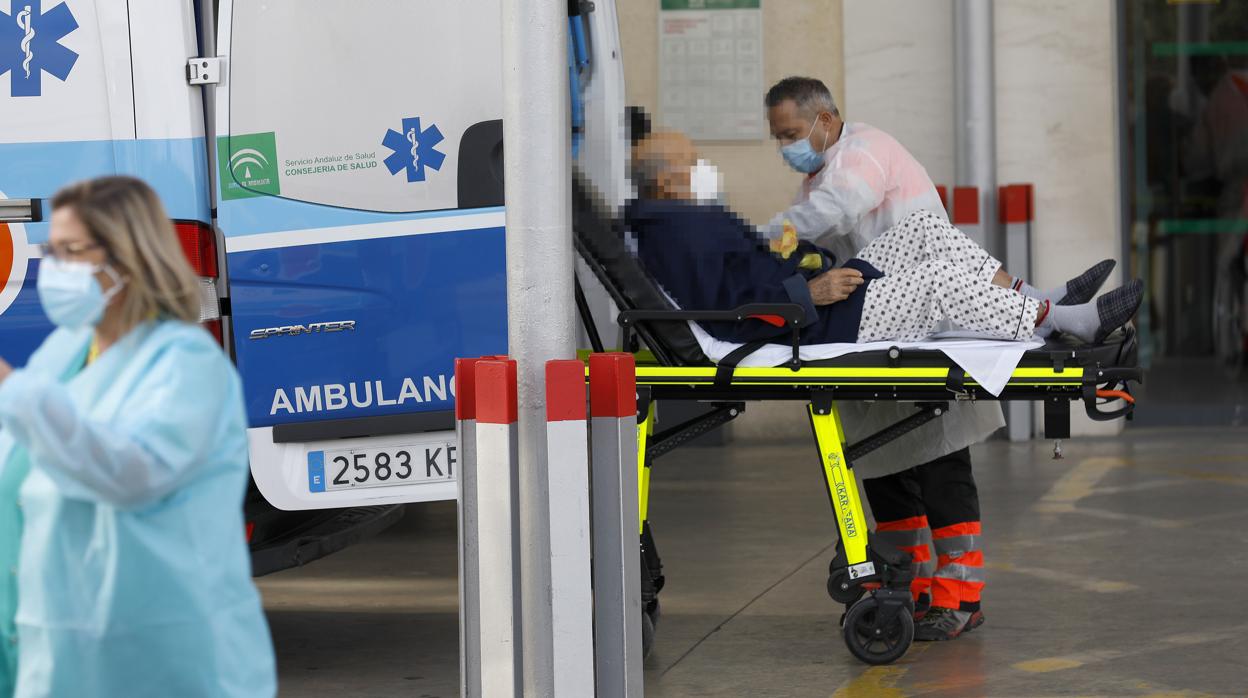 Un sanitario realiza un ingreso en las Urgencias del Hospital Reina Sofía de Córdoba