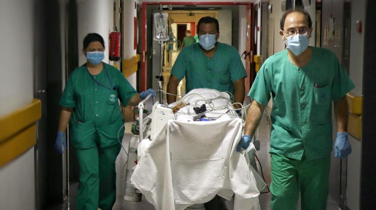 Sanitarios trasladando a un paciente