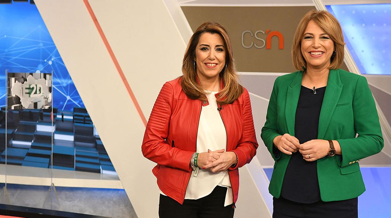 Susana Díaz en Canal Sur con la periodista Mabel Mata