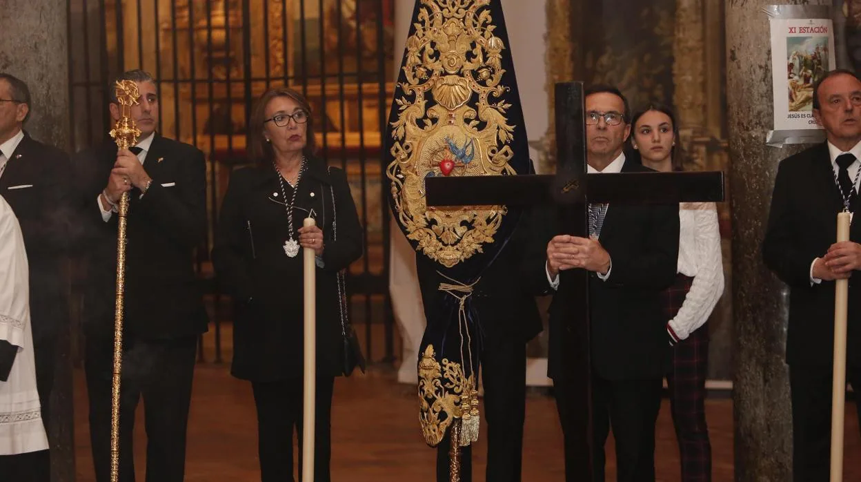 Representación de la hermandad de la Pasión en el Vía Crucis de las cofradías de 2019