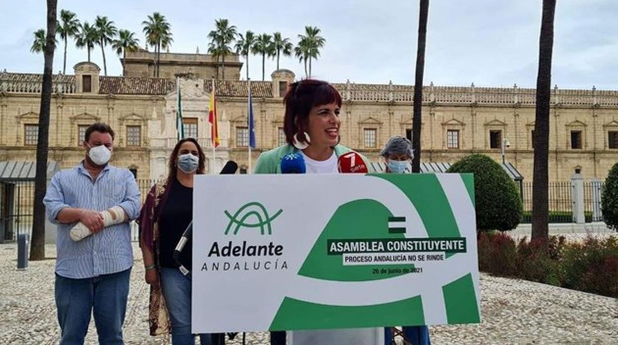Teresa Rodríguez, en la presentación del partido