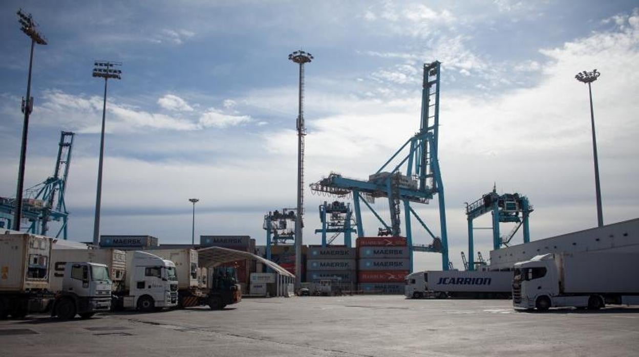 Camiones de mercancías en el Puesto de Control Fronterizo de Algeciras