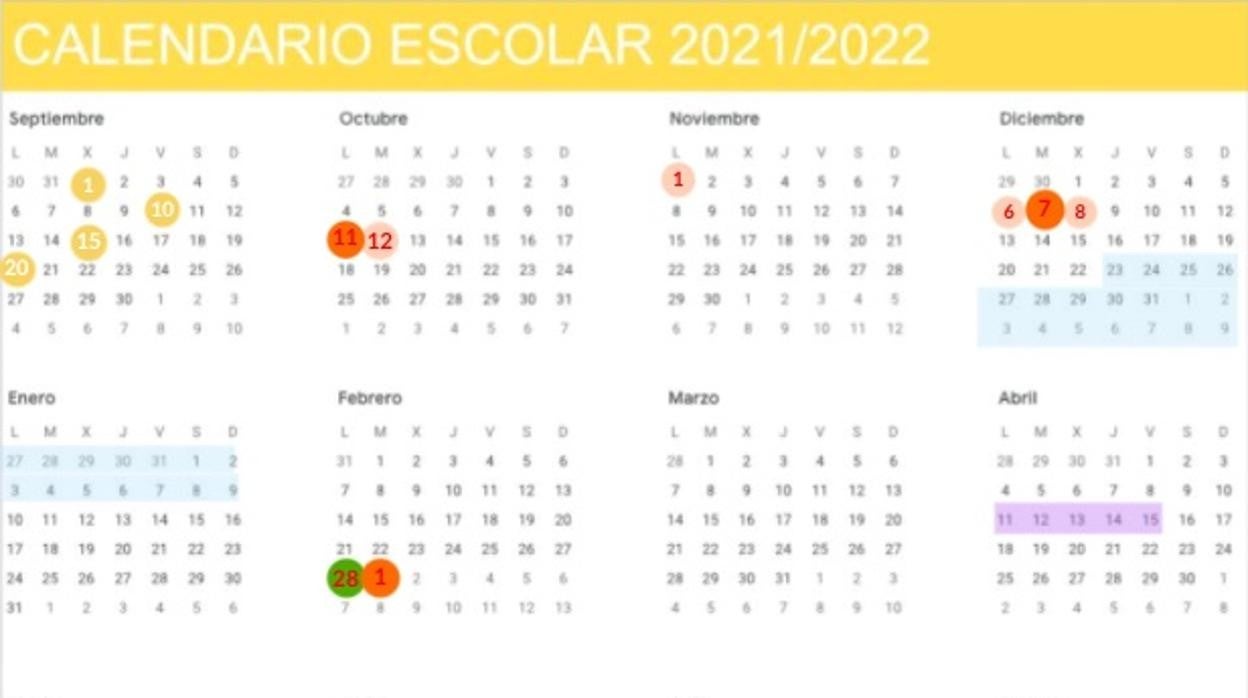 Calendario escolar de la provincia de Almería 2021/2022