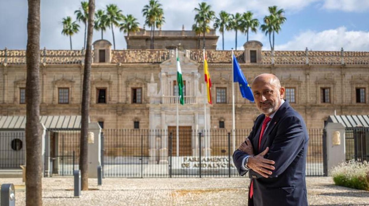 Luis Ángel Hierro delante del Parlamento de Andalucía en la entrevista concedida a ABC