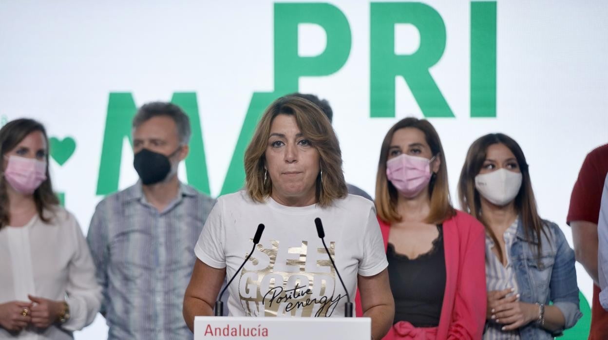 La secretaria general socuialista, Susana Díaz, la noche de las primarias que perdió