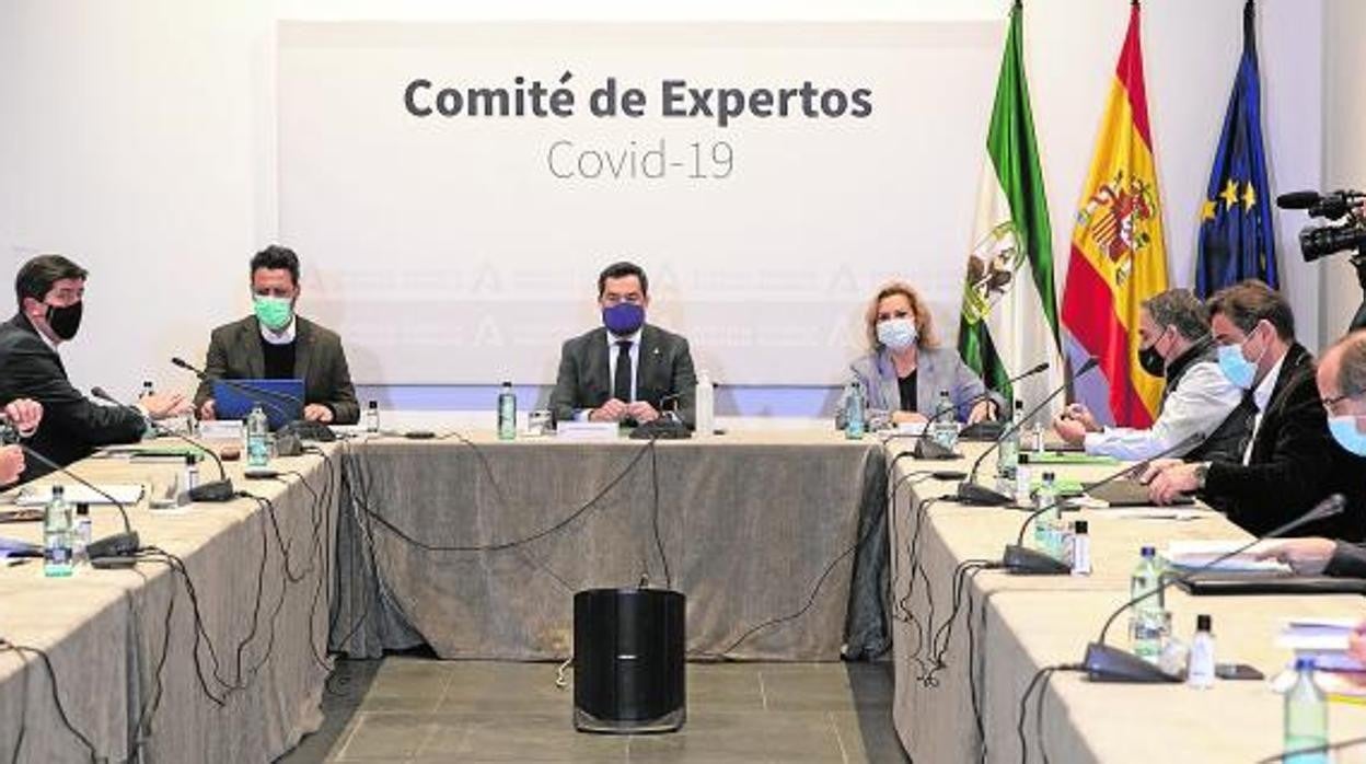 Imagen de una de las reuniones presenciales del comité de expertos andaluz sobre el Covid