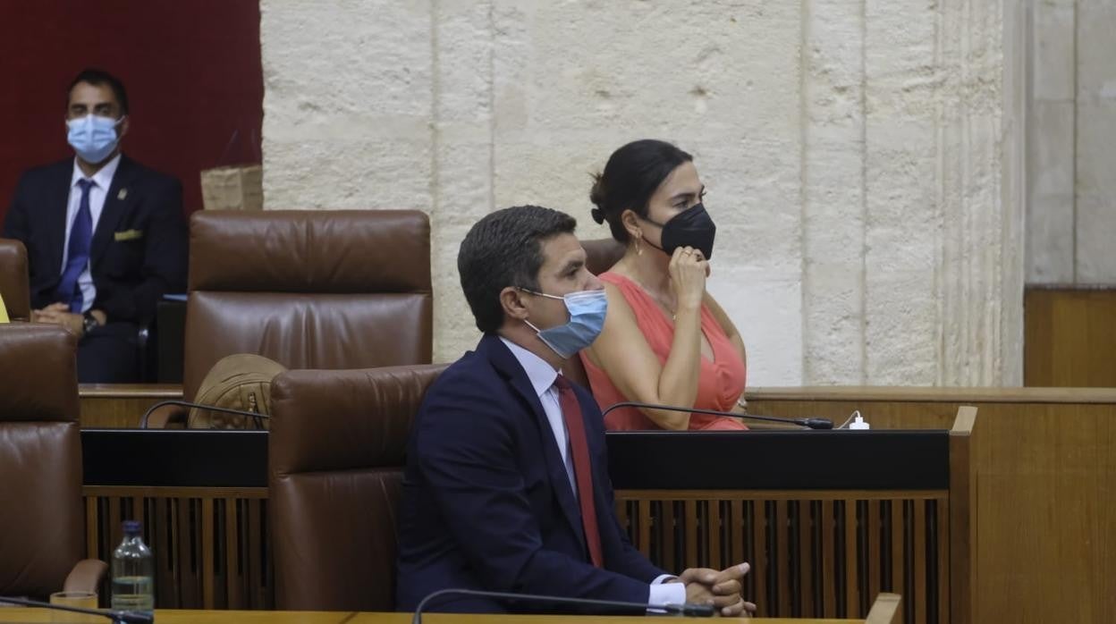 Sergio Romero, en primer término, será sustituido por Teresa Pardo, que este jueves se sentaba en el escaño de detrás suya