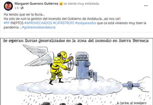 Mensaje publicado en el muro de Facebook por Margaret Guerrero