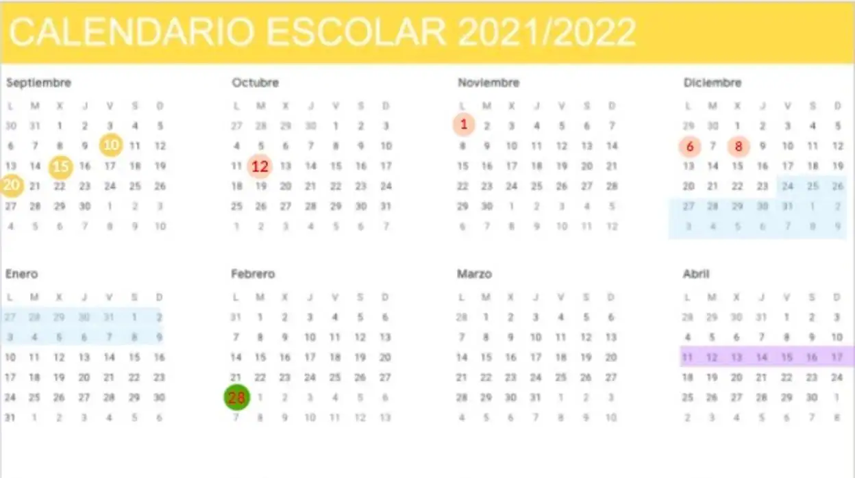 El calendario escolar en Andalucía para el año 2021/2022: así vienen los días festivos y puentes