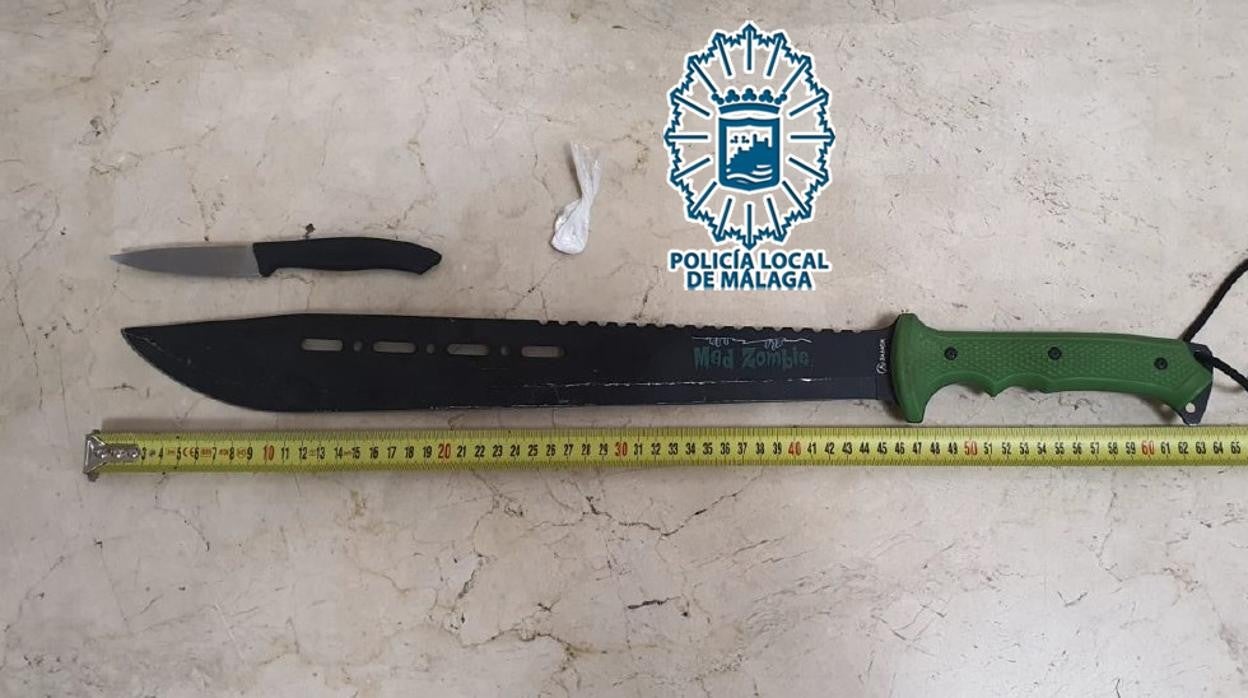 Armas intervenidas tras las reyerta en Málaga