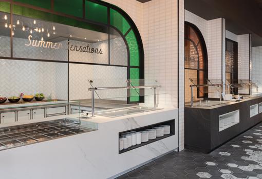 Revestimientos de bufés con Dekton en Hotel Lopesan en Las Palmas.