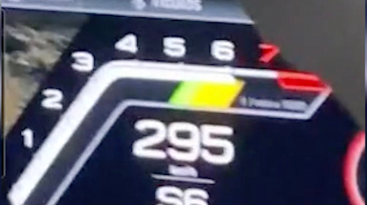 Captura de marcador del coche a 295 kilómetros por hora