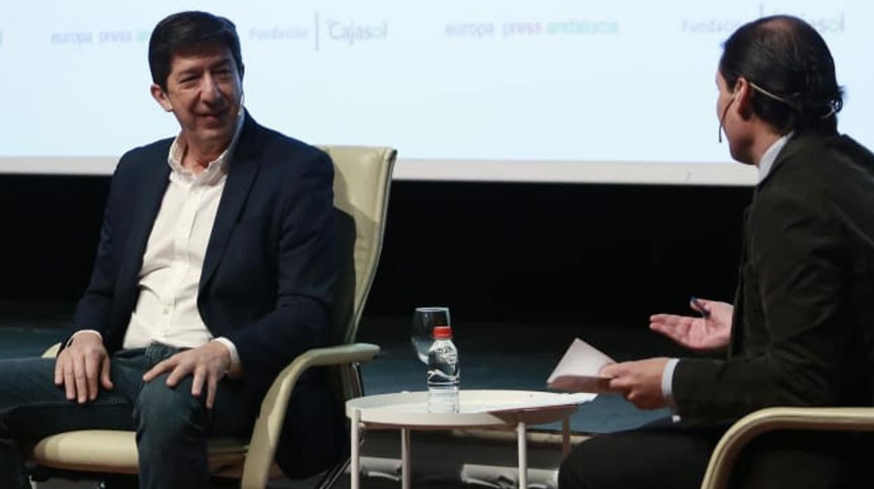 Juan Marín, este sábado durante el desayuno de Europa Press