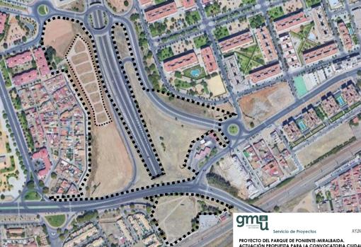 Mapa de la zona en que se hará el parque 'Poniente-Miralbaida'