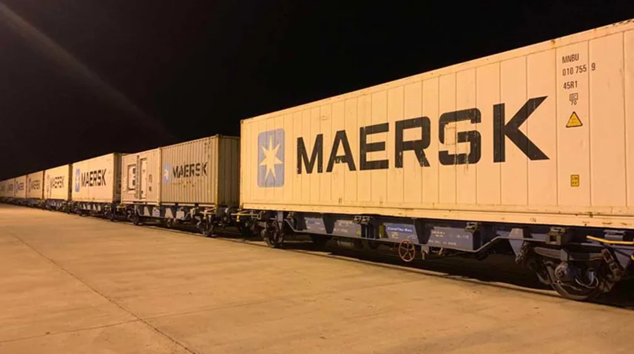 Imagen difundida por Maersk de los vagones refrigerados de este tren