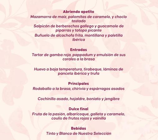 Menú de San Valentín de El Envero