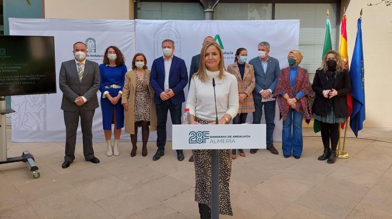 La delegada del Gobierno de la Junta, Maribel Sánchez durante el anuncio de las 'Banderas'.