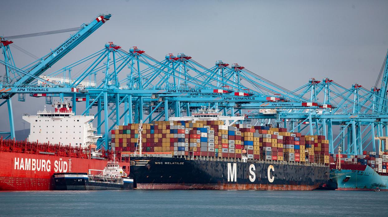 Portacontenedores atracados este miércoles en la terminal de APM del puerto de Algeciras