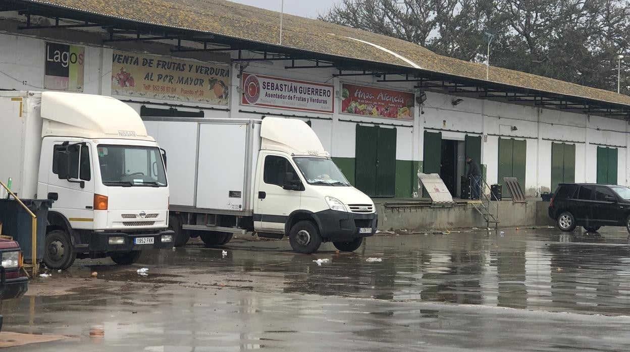 Camiones cargando en Vélez-Málaga este lunes