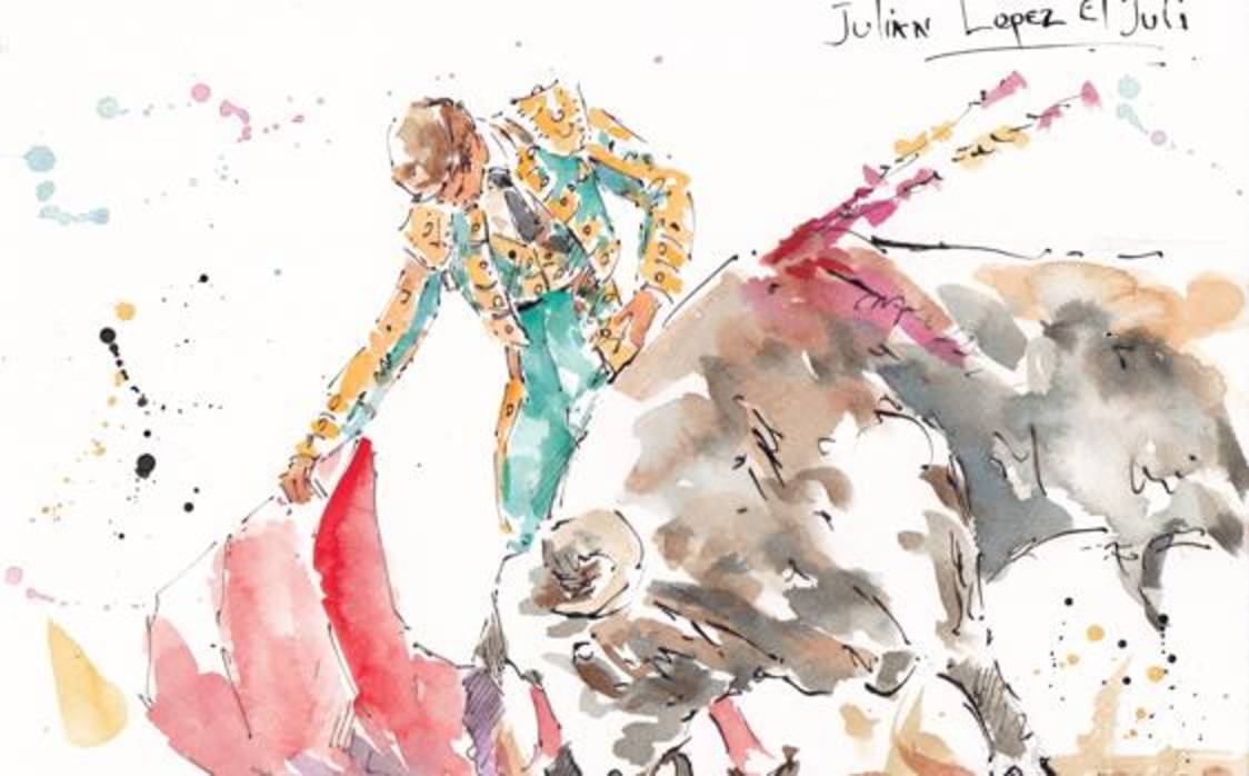 El Juli, que salió a hombros por la Puerta del Príncipe, en el apunte de Humberto Parra