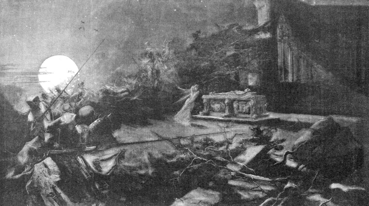 Ilustración, tomada de una obra de Gonzalo de Bilbao, para «El monte de las ánimas», incluida en un monográfio de homenaje a Bécquer en 1886, cuyas ilustraciones recupera el libro del Real Círculo de Labradores