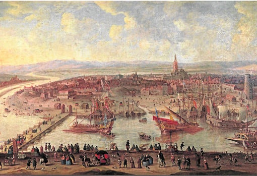 Pintura anónima que muestra la Sevilla del Siglo de Oro