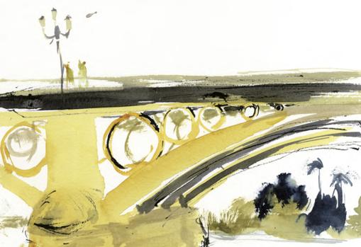 Detalle de la ilustración del Puente de Triana, de Leticia Ruifernández
