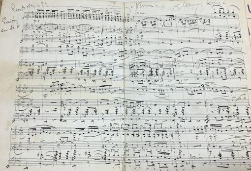 Una de las partituras encontradas en los almacenes municipales