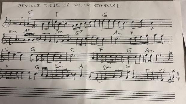 La partitura inédita de ‘Sevilla tiene un color especial’